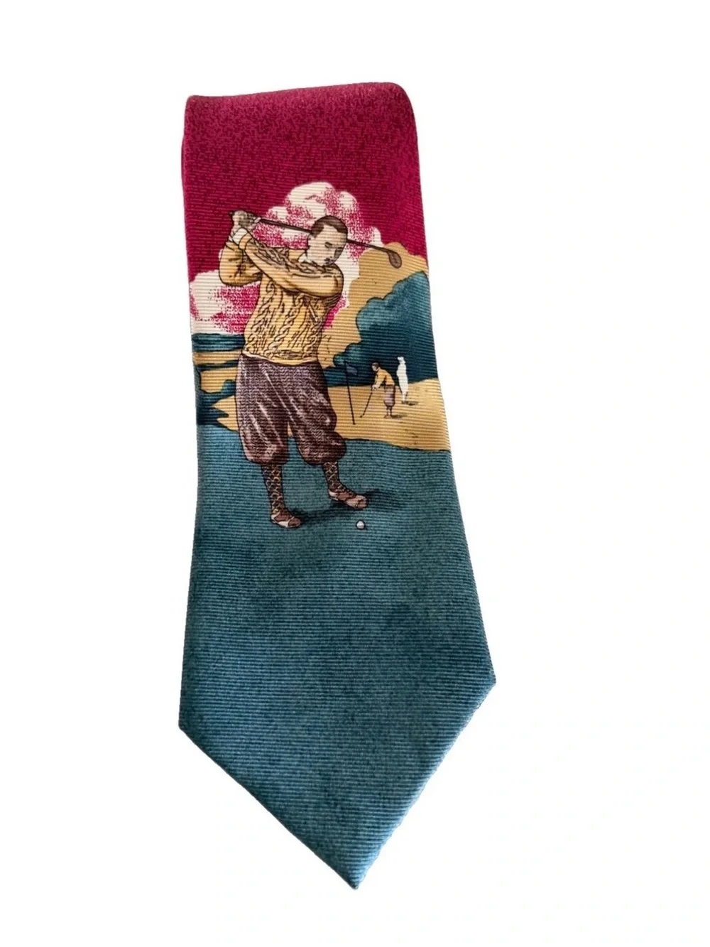 Vintage Polo Ralph Lauren For Nordstrom Silk Golf Tie Handmade USA Retro Golfer